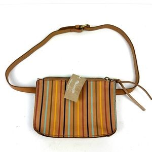 Madewell The Simple Pouch Belt Bag Rainbow Brown Leather Brand New
